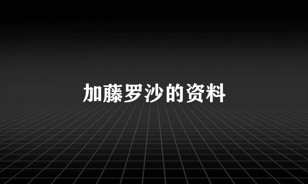 加藤罗沙的资料