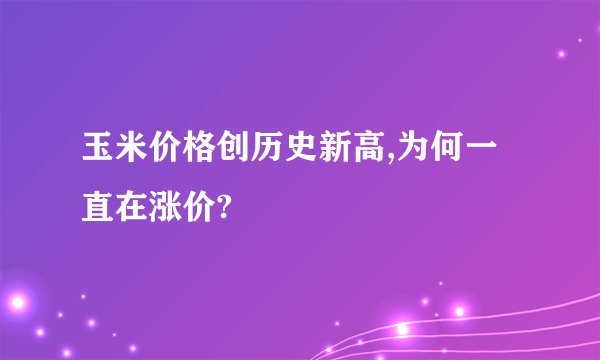 玉米价格创历史新高,为何一直在涨价?