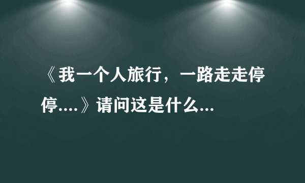 《我一个人旅行，一路走走停停....》请问这是什么歌的歌词了？