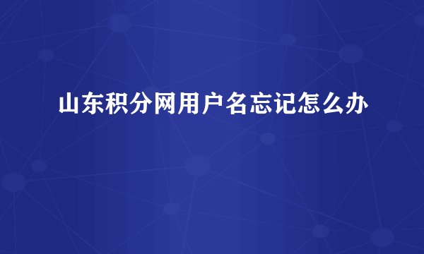 山东积分网用户名忘记怎么办