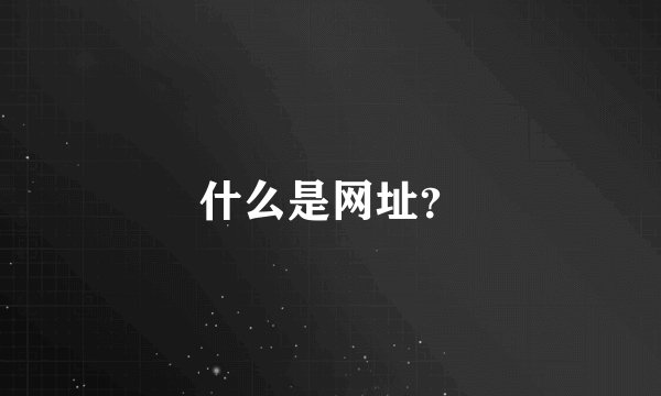 什么是网址？