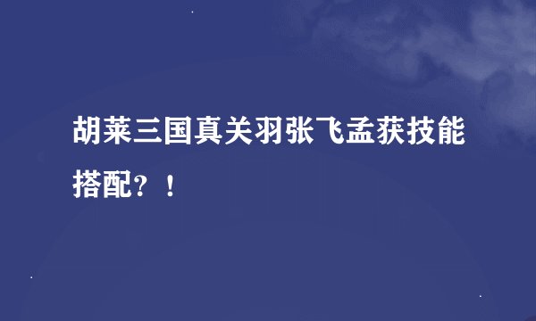 胡莱三国真关羽张飞孟获技能搭配？！