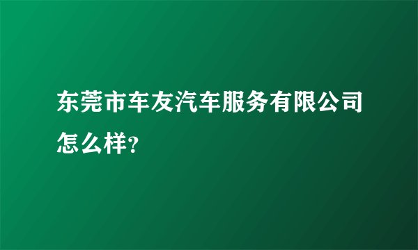 东莞市车友汽车服务有限公司怎么样？