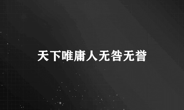 天下唯庸人无咎无誉