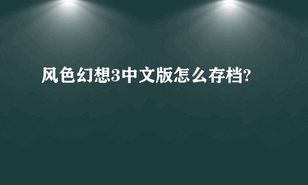 风色幻想3中文版怎么存档?