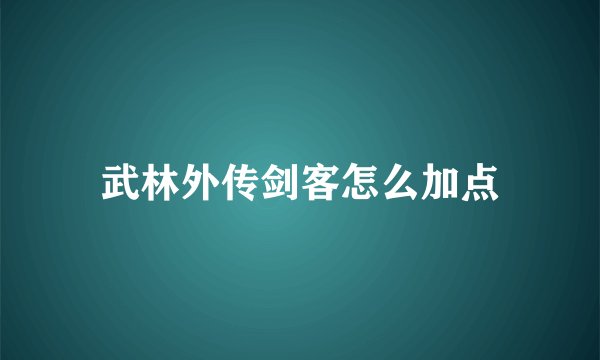 武林外传剑客怎么加点