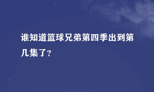 谁知道篮球兄弟第四季出到第几集了？