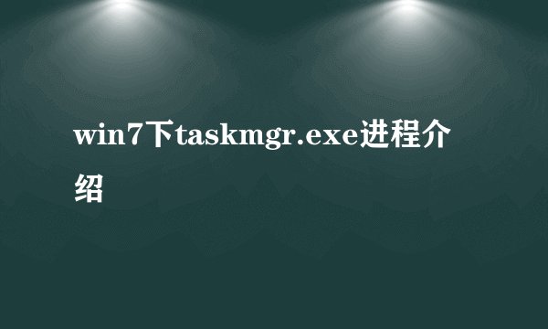 win7下taskmgr.exe进程介绍