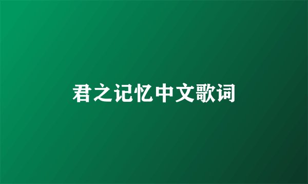 君之记忆中文歌词