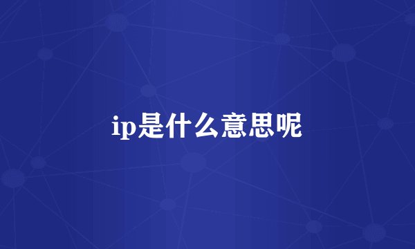 ip是什么意思呢