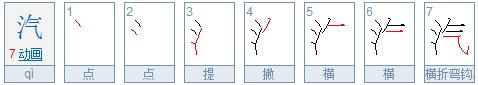 汽的笔画顺序怎么写的