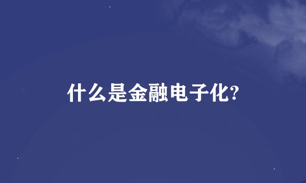 什么是金融电子化?