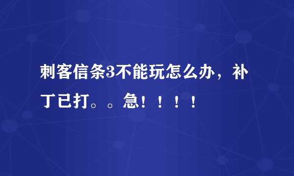 刺客信条3不能玩怎么办，补丁已打。。急！！！！