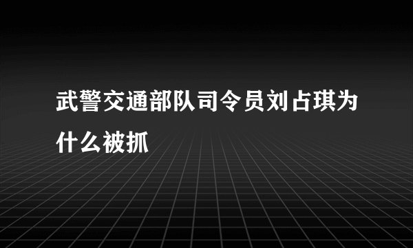 武警交通部队司令员刘占琪为什么被抓