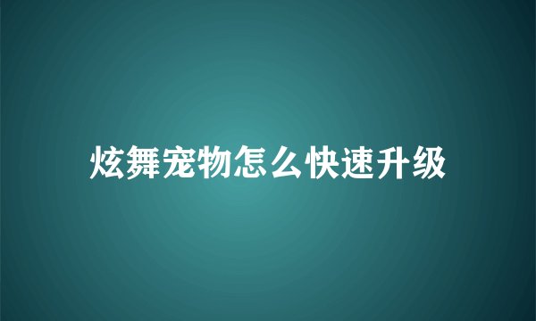 炫舞宠物怎么快速升级