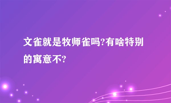文雀就是牧师雀吗?有啥特别的寓意不?