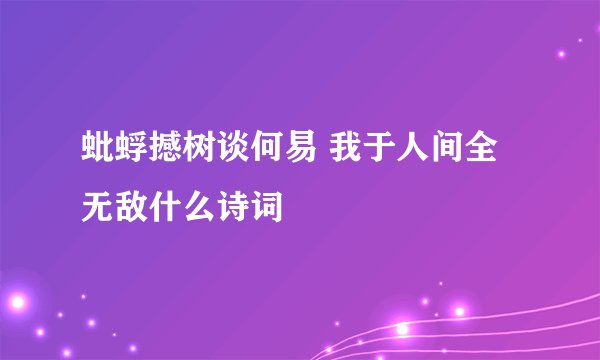 蚍蜉撼树谈何易 我于人间全无敌什么诗词