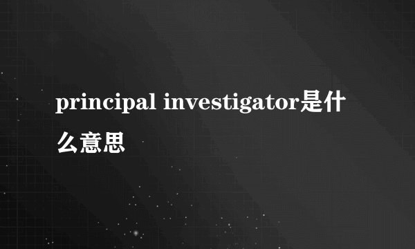 principal investigator是什么意思