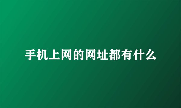 手机上网的网址都有什么