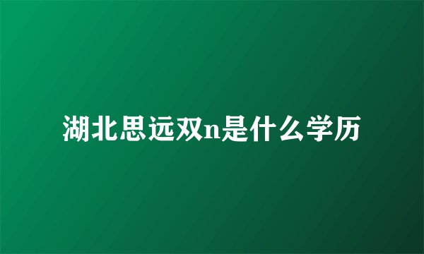 湖北思远双n是什么学历