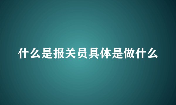 什么是报关员具体是做什么