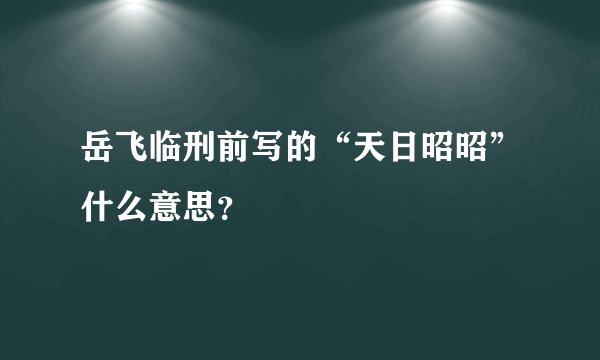 岳飞临刑前写的“天日昭昭”什么意思？