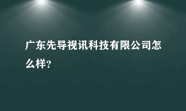 广东先导视讯科技有限公司怎么样？