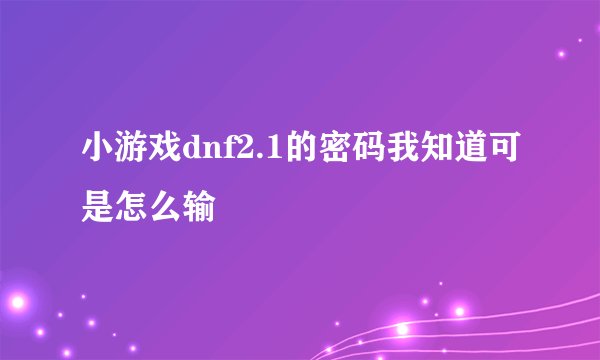 小游戏dnf2.1的密码我知道可是怎么输