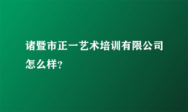 诸暨市正一艺术培训有限公司怎么样？