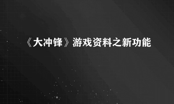 《大冲锋》游戏资料之新功能