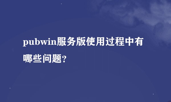 pubwin服务版使用过程中有哪些问题？
