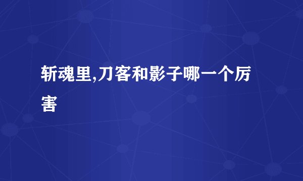 斩魂里,刀客和影子哪一个厉害
