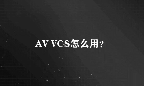 AV VCS怎么用？