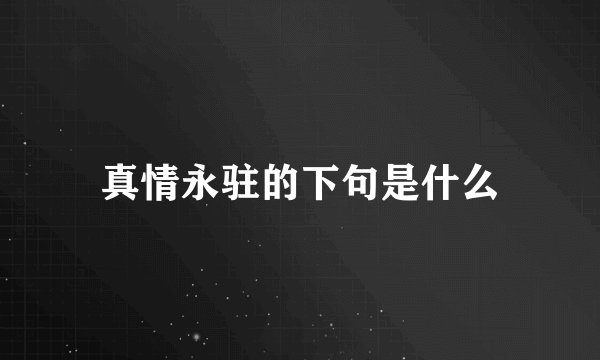 真情永驻的下句是什么