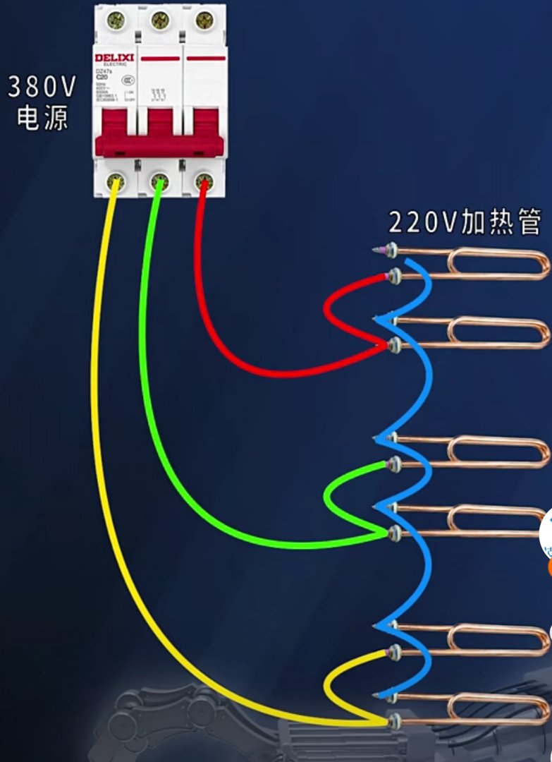 三相380伏三根加热管的接线图是怎么样的？