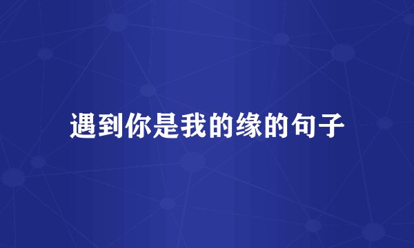 遇到你是我的缘的句子