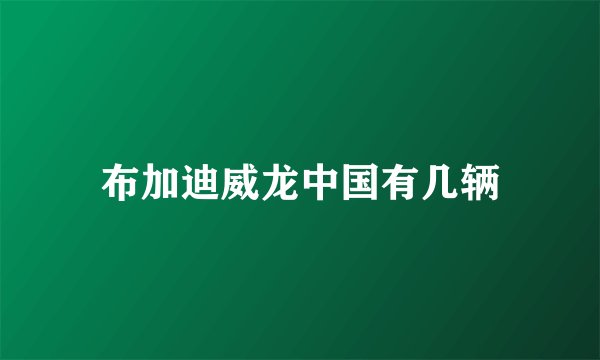 布加迪威龙中国有几辆