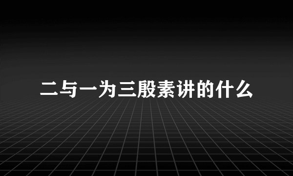 二与一为三殷素讲的什么