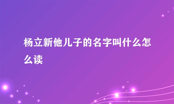 杨立新他儿子的名字叫什么怎么读
