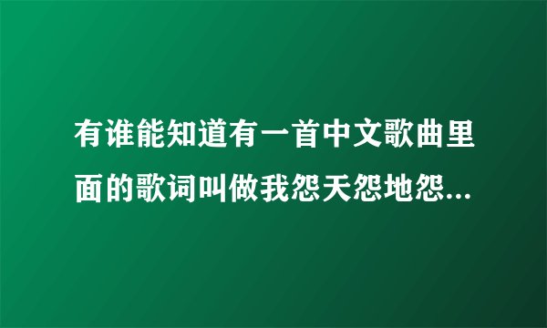 有谁能知道有一首中文歌曲里面的歌词叫做我怨天怨地怨我自己不能没有你这首歌名？