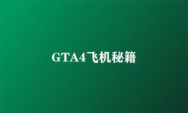 GTA4飞机秘籍