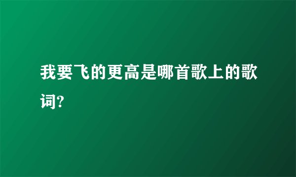 我要飞的更高是哪首歌上的歌词?