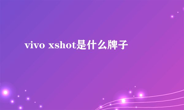 vivo xshot是什么牌子