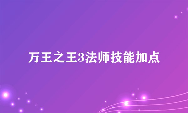 万王之王3法师技能加点