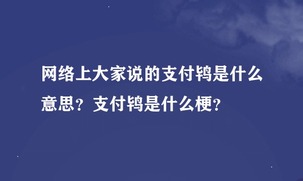 网络上大家说的支付鸨是什么意思？支付鸨是什么梗？
