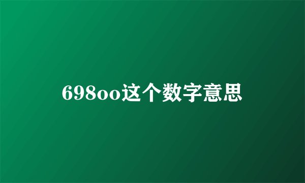698oo这个数字意思