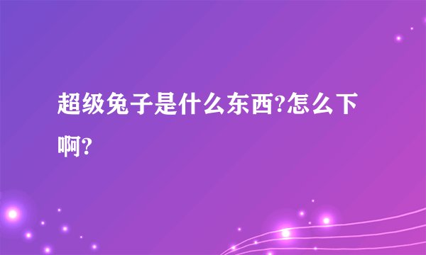 超级兔子是什么东西?怎么下啊?
