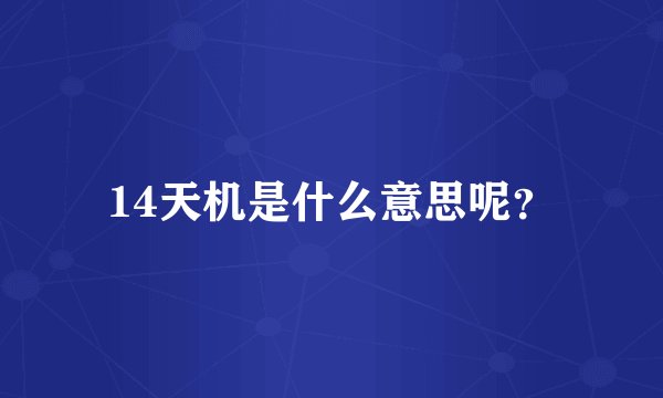 14天机是什么意思呢？