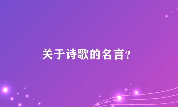 关于诗歌的名言？