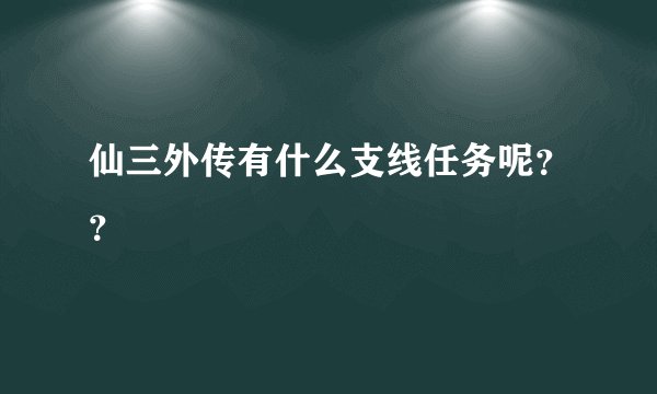 仙三外传有什么支线任务呢？？